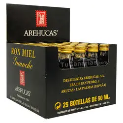 25 Mini botellas Ron Miel Arehucas Guanche Regalo Personalizado