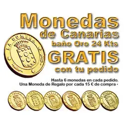* REGALO * Monedas Canarias bañadas Oro 24 Kt. 1 por cada 15 euros de compra